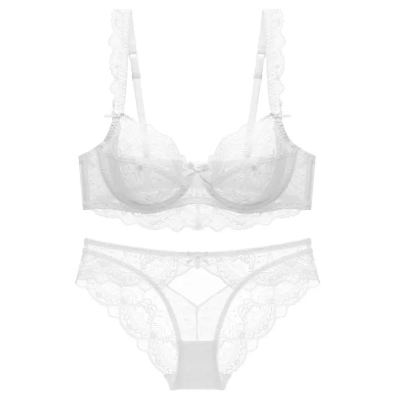 Mély dekoltázs Push Up melltartó csipke fehérnemű szett női megereszkedés elleni áttetsző komfort bralette minden méretű fehérnemű szexi és magabiztos