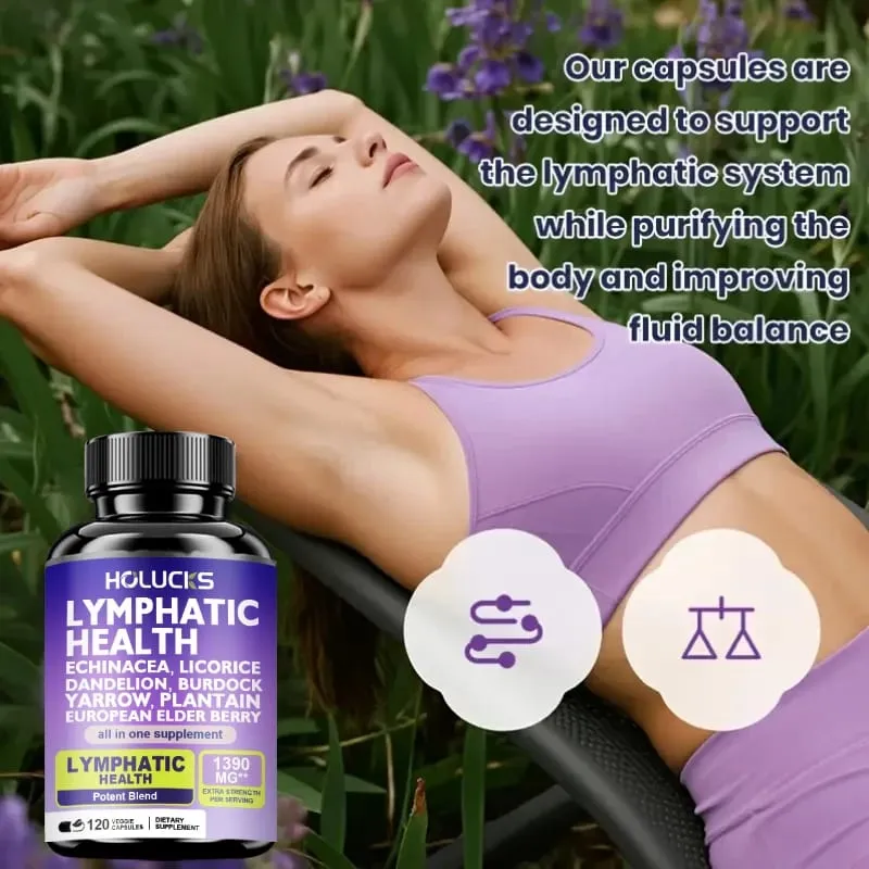 Lymphatic Capsules 1300mg Supplement Support Aids Lipedema Hormone Balance Natural Detox for Clear Skin & Vitality