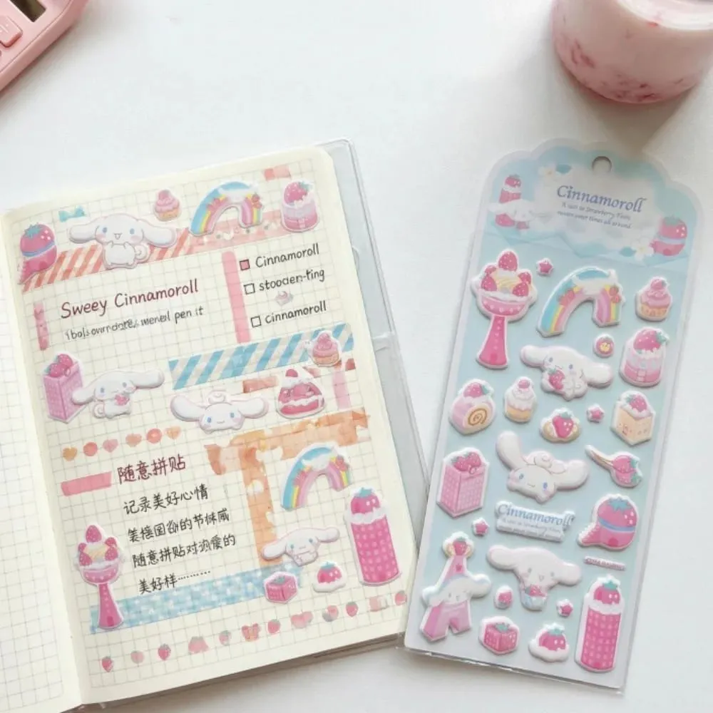Genuine Sanrio 3D Foam Stickers Cartoon Hello Kitty Kuromi Melody Toy Decal For Scrapbook Water Mug Phones Planners Decor Decals