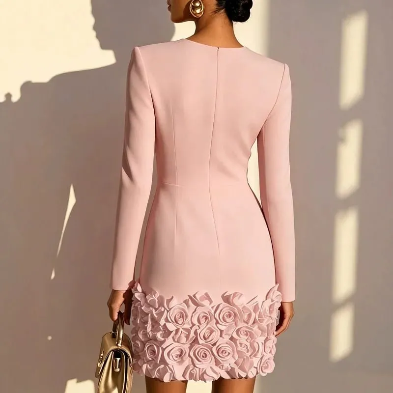Long sleeve plus size vintage floral new in dresses for women casual mini short spring autumn pencil dress elegant clothing 2026