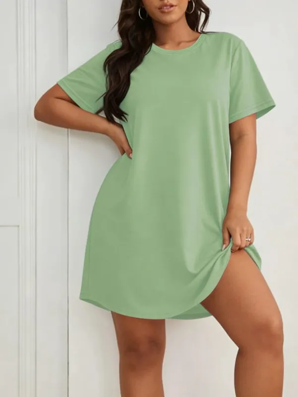 Women's Stylish Casual Oversized Short-Sleeved Dress - Casual Round Neck Stretch Fabric Machine Washable — image 6