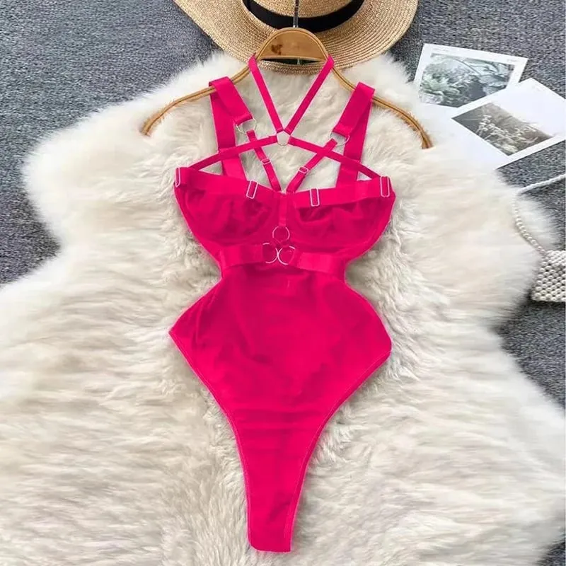 Sevimli Gri Tavşan kulaklık Üst Seksi Backless Slim Fit Bodysuit Zip Kolsuz Kadın Seksi Erotik Iç Çamaşırı Tavşan Cosplay Tulum