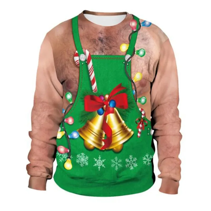 Funny Christmas Sweater Men Women Pullover Xmas Sweatshirt Ugly Graphic Y2k Sweatshirts for Holiday Party Loose Men's Clothing