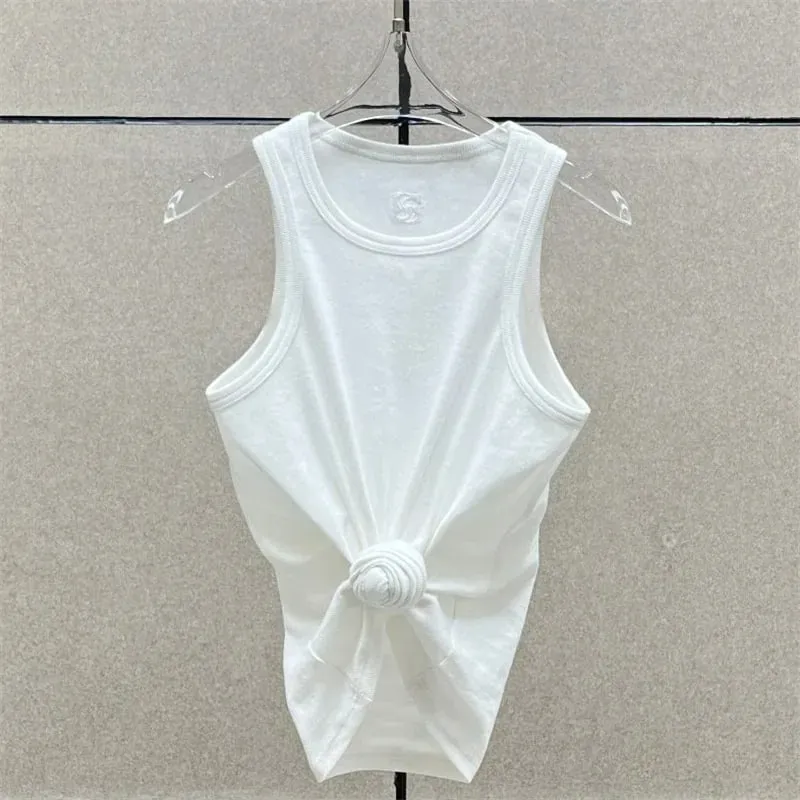 Women's vest New elastic knitted slim fit sleeveless top for summer 2026 Cotton blend round neck pullover women's corset T-shirt