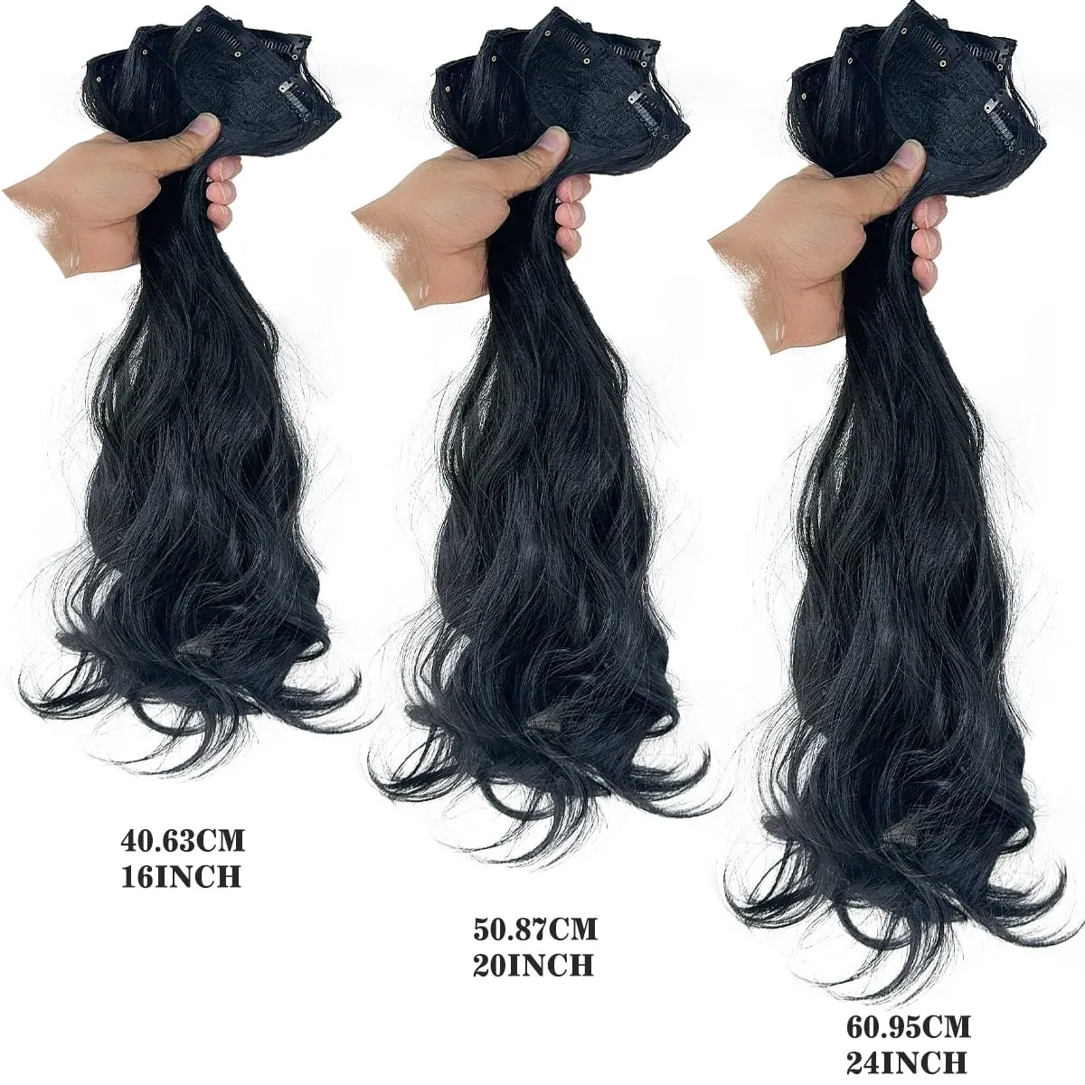 16"20"24" synthetic Big waves Clip in the hair extension 3pcs/set of curly hair pieces for women's daily styling