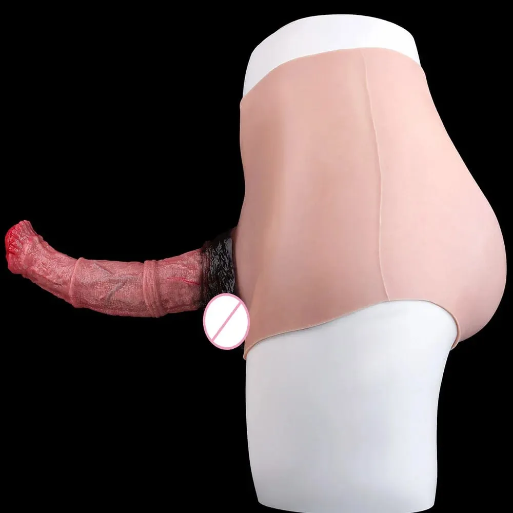 9.65 '' Manga Pênis Grande насадка на член Calças 18 + Brinquedo Sexual Masculino Wearable Macio Realista Oco Vibrador Calcinha Suprimentos Adultos