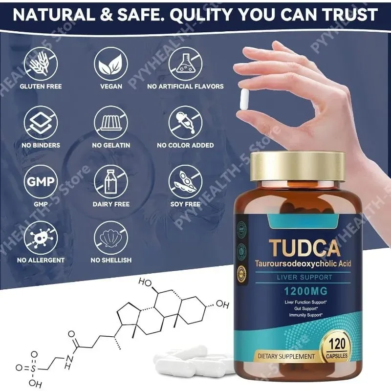Bile Salts 120 Capsules Ultra Strength Pure TUDCA Liver Supplements Liver and Gallbladder Cleanse & Repair Vegan