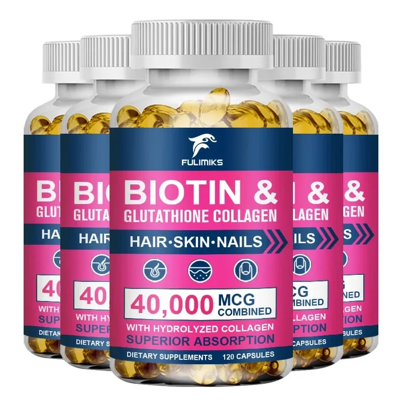 Biotin 40000mcg Combined Capsules with Collagen & Glutathione Promotes Hair Skin Nail Health & Natural Beauty Vitality — image 12