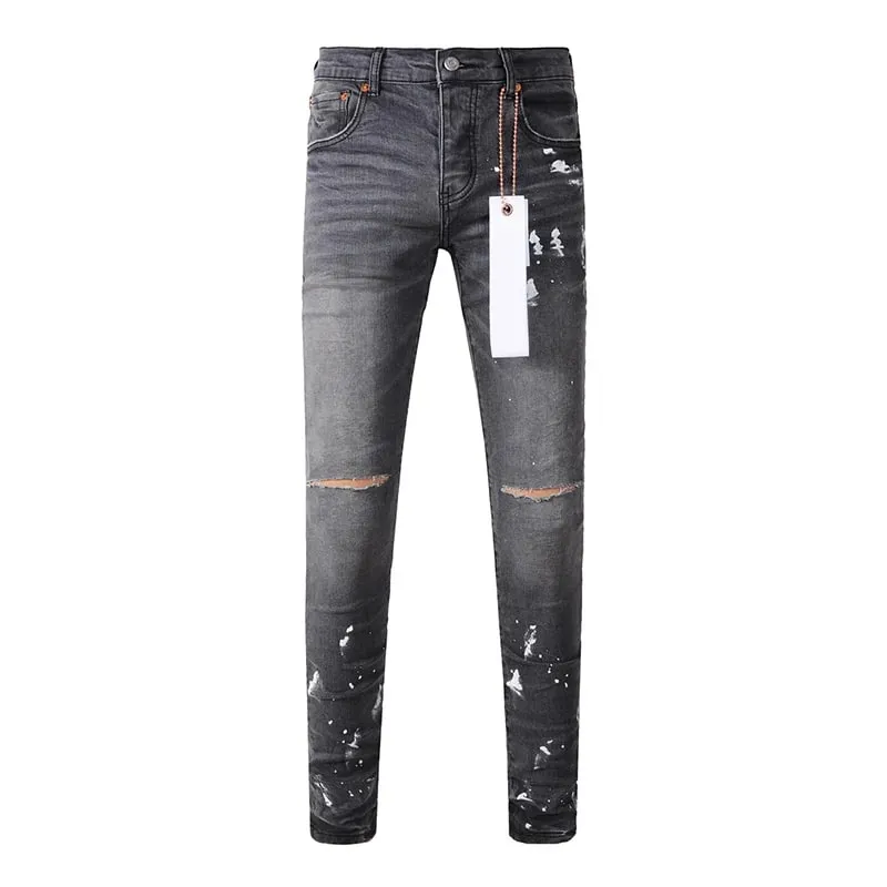 Men's Distressed High Street School Boys Fashion American Style Stretch Skinny Fit Ripped Jeans