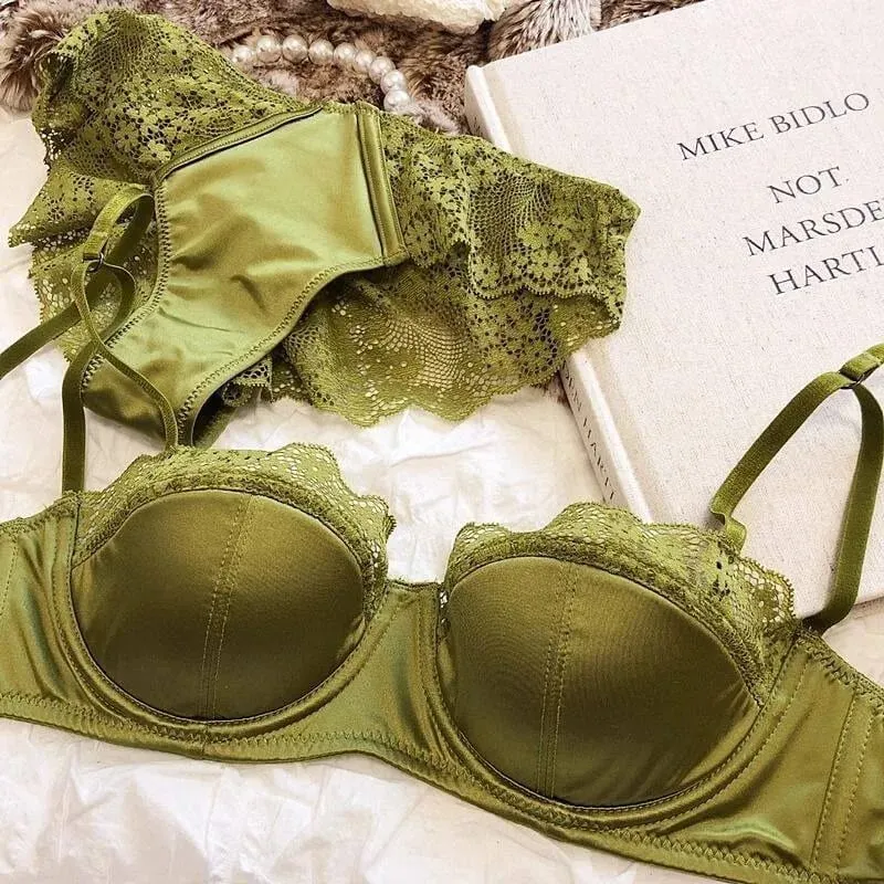 Sexy French Half Cup Lace Bra Soft Underwire Small Breast Enhancer Anti Sag Beautiful Back Women Lingerie 32-38 Comfort All Day