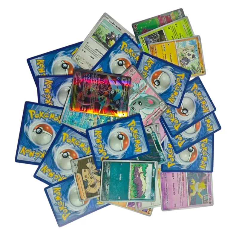 100PCS Cards Pokémon Booster Packs TCG Trading Cards Paradox Rift Chaos Rising Prismatic Evolutions Game Card Packs for Gift