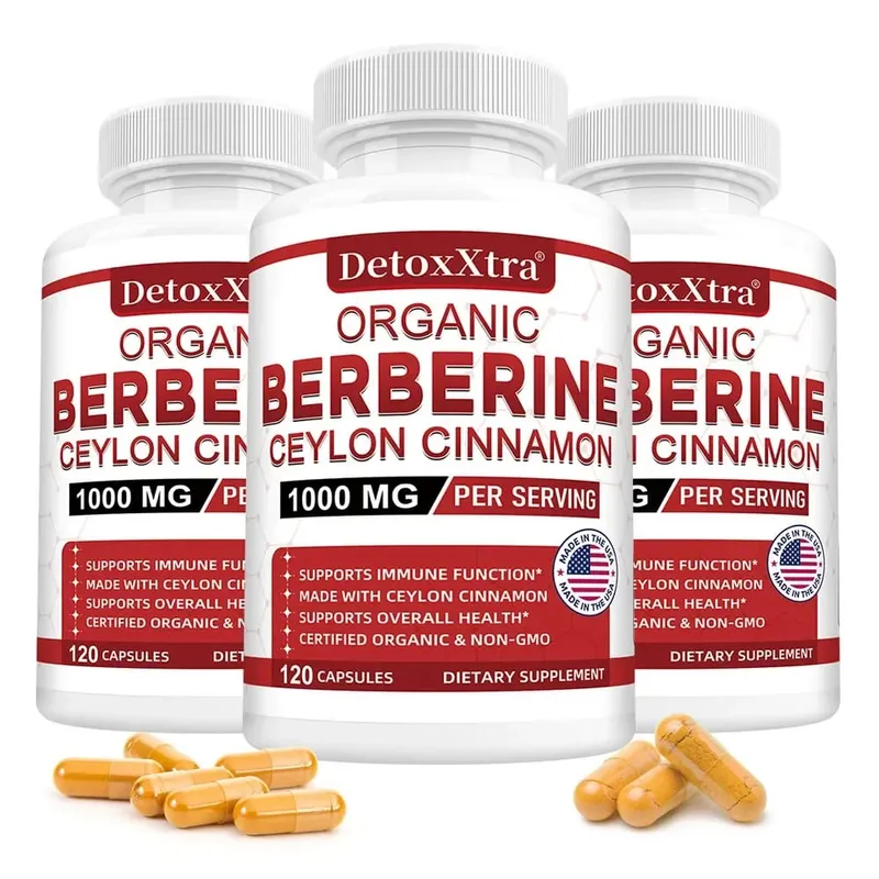 Premium Berberine HCL - Blood Sugar Support Heart Health - Ceylon Cinnamon Berberine HCI Supplement Capsules 1000MG