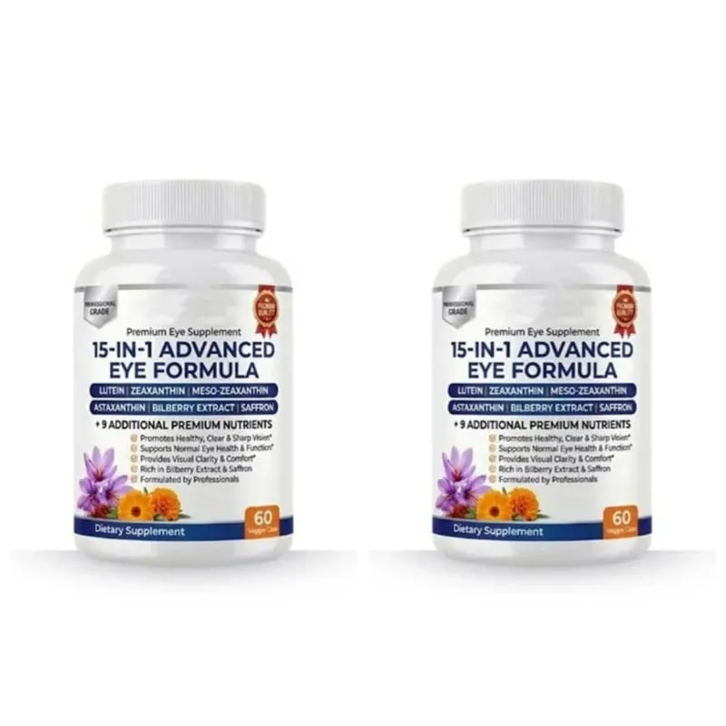 15 in 1 Advanced Eye Health Support Supplement with Lutein Zeaxanthin Astaxanthin – Daily Vision Nutrition Capsules