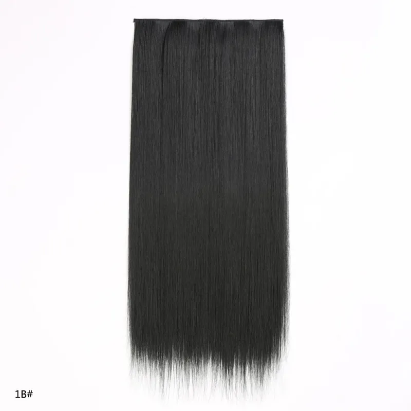 Long Straight Hair Clip In Hair Extension 5-Clips One Piece Natural Looking Synthetic Hairpiece for Women Ladies Daily Use