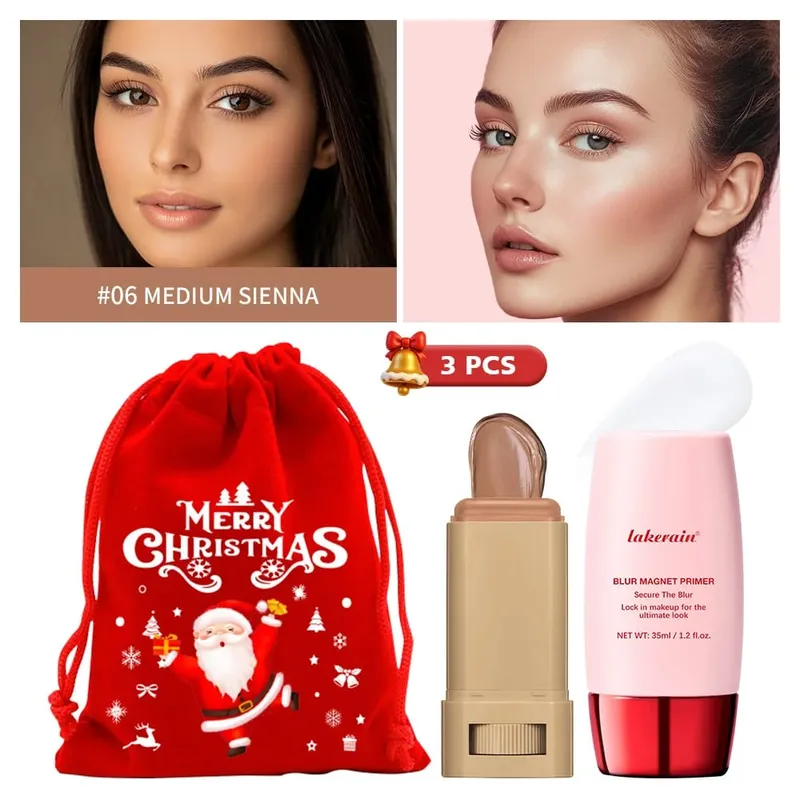 Blur Magnet Primer & Pemadam Foundation Stick Liang Tahan Lama Meminimumkan Solekan Muka Licin Kawalan Minyak Hadiah Krismas Matte