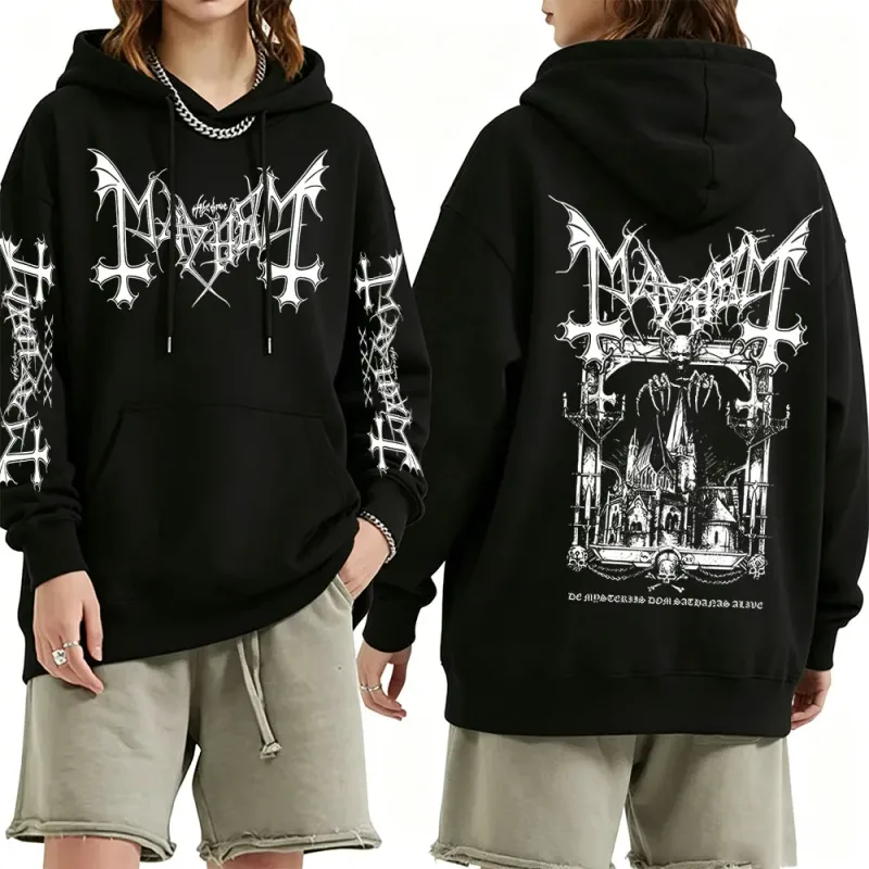 Rock Band Mayhem De Mysteriis Dom Sathanas Hoodie Men Women Death Black Metal Hooded Tracksuit Male Fashion Gothic Punk Hoodies