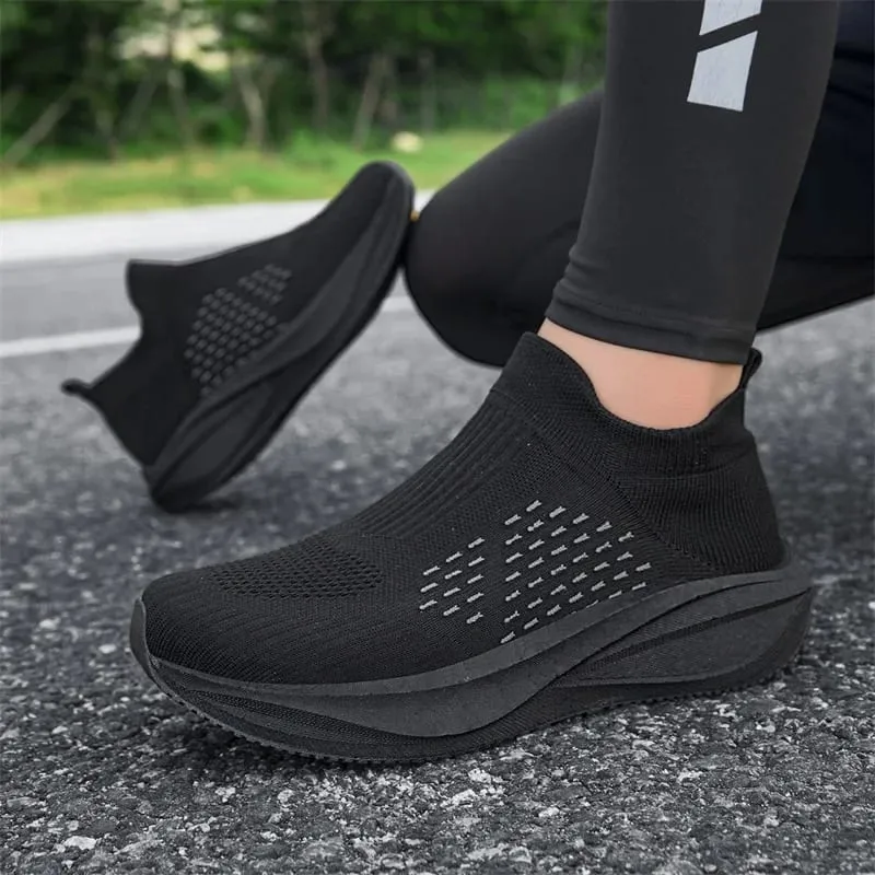 Unisex Slip on Sock Running Shoes Breathable Knit Mesh Sneakers Lightweight CushionThick SoleNonSlipWalking GymAthletic Footwear