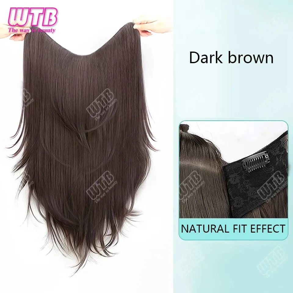 Synthetic Wig female One-piece Straight Wig Layered Extension Hair Wig Korean Fluffy Hair Piece Extension Hair Wig