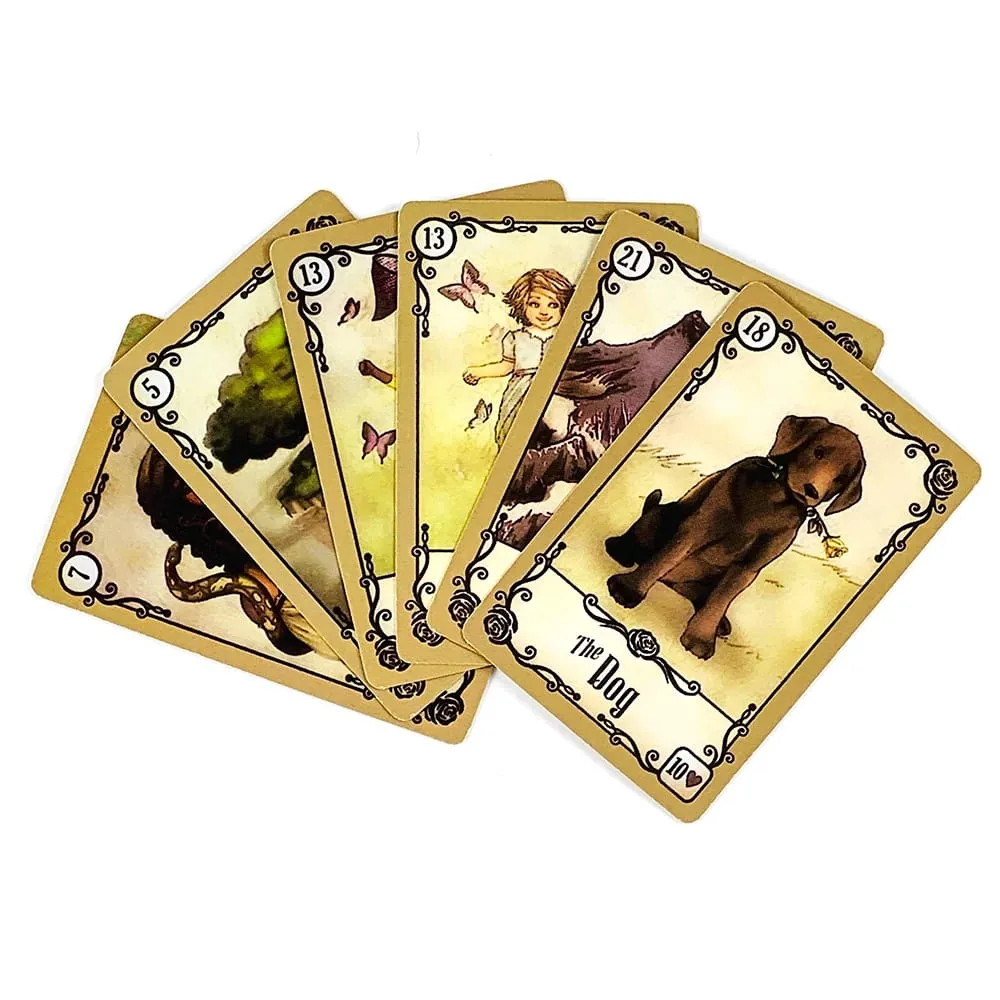 Under The Roses Lenormand Cards 39 Cards Vintage Love Story Divination Deck Romantic Relationship Cards Game for Soul Reading