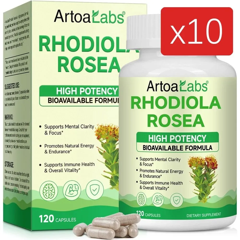 ArtoaLabs Rhodiola Rosea 500mg Capsules High Potency Supports Mental Clarity Focus Natural Energy Endurance 120 Vegan Capsules