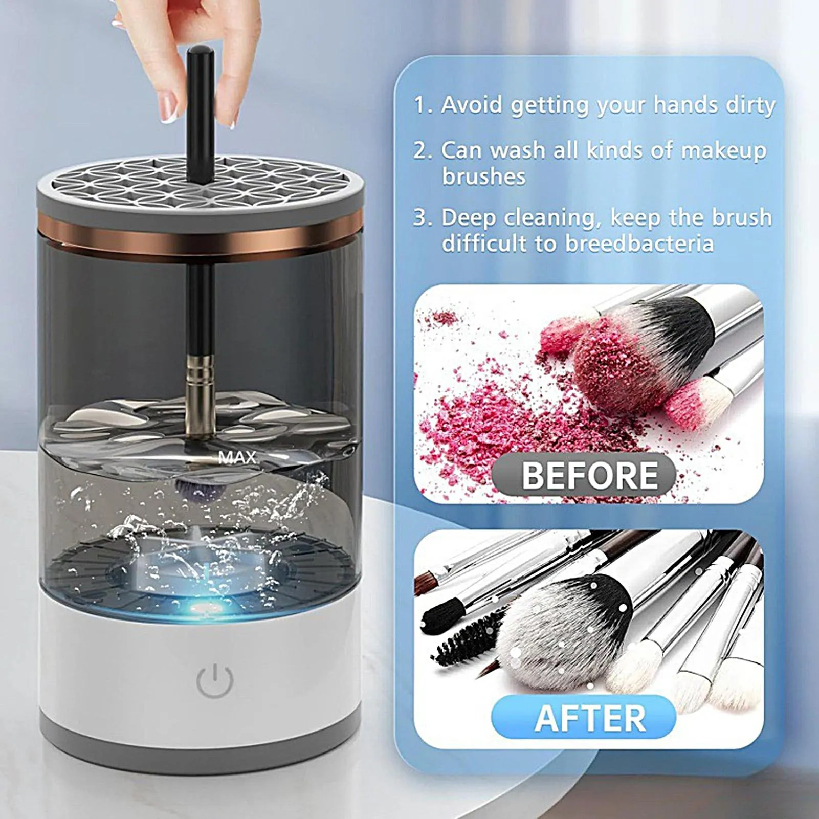 Pembersih Kuas Rias USB Alat Kecantikan Pembersih Dalam Alat Pembersih Kuas Rias Tenang untuk Kontur Eyeshadow Salon Rumah Setiap Hari