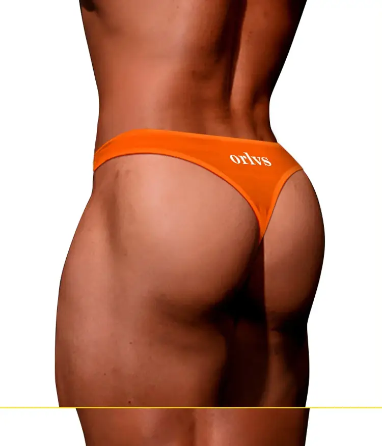 Men's Modal Thong Multi Colors Pack, ORLVS Logo Low Rise Bare Feel Underwear, High Elastic 3D Convex Pouch T-Back Briefs