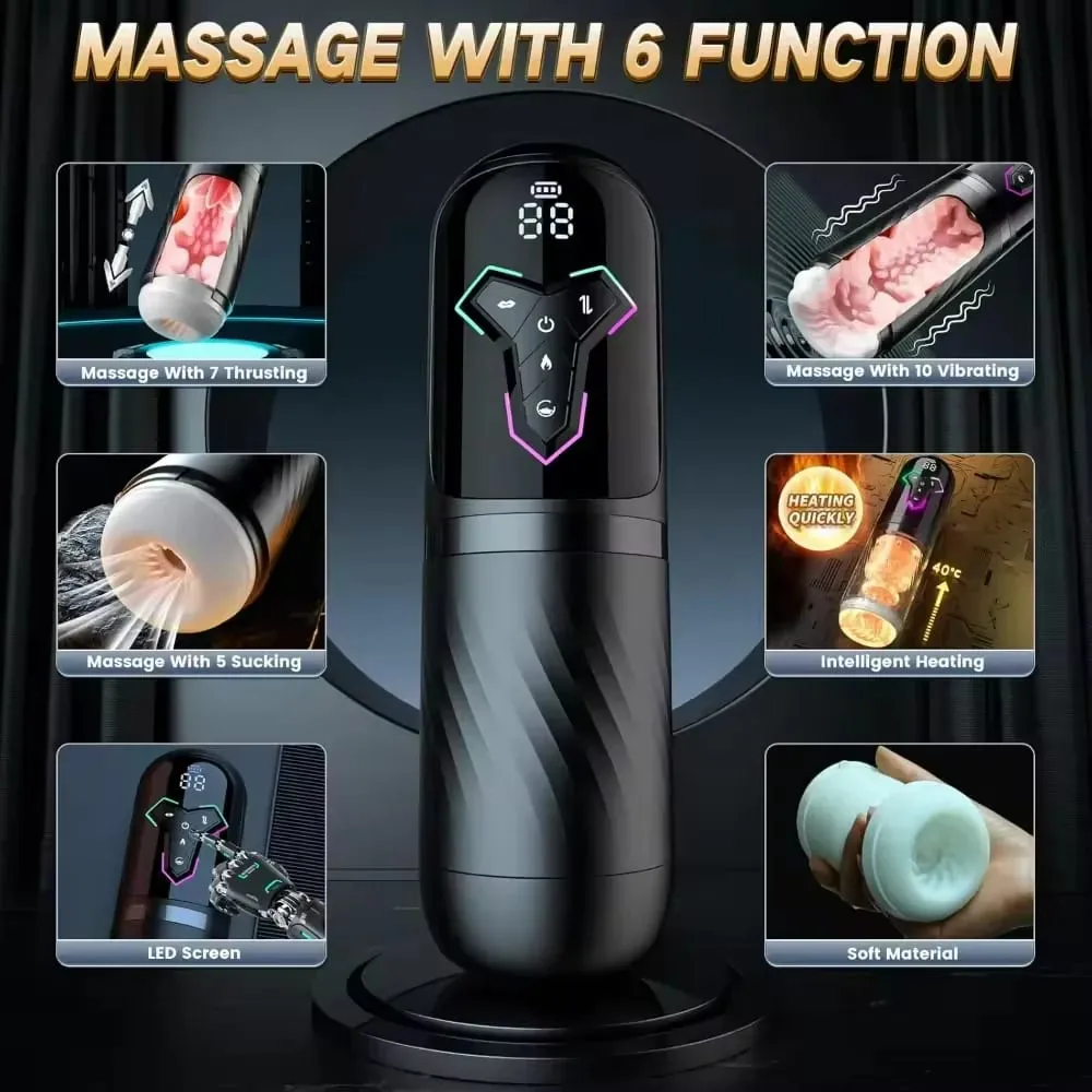 Automatic Telescopic Male Masturbator 5 IN 1 Mode Penis Pump Sucking Vibrating Sex Machines LCD Display Sex Toys for Men