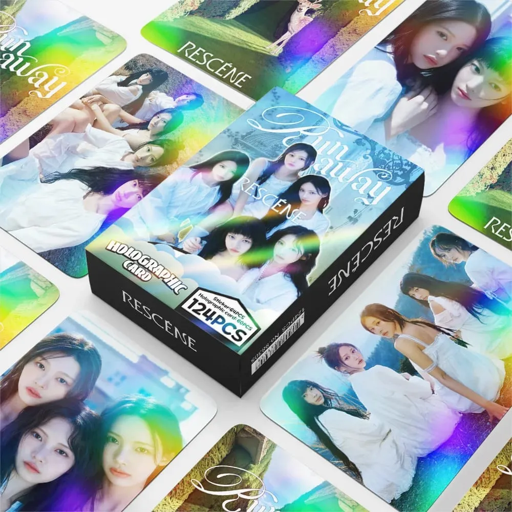 124Pcs/Set Idol RESCENE Total Link New Album Pretty Girl Laser Cards And Stickers Postcards Woni Liv Minami May Zena Fans Gifts