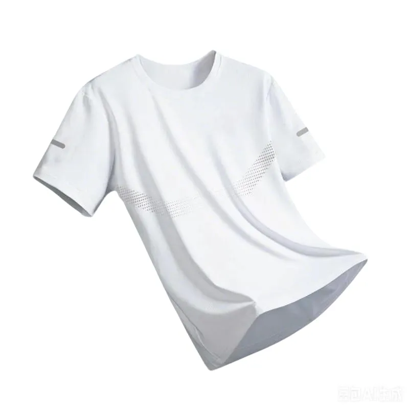 New Ice Silk Running Shirts Men Loose Short Sleeve Top Basketball Gym Sportswear For Male Fitness Workout Mesh Breathable Tee
