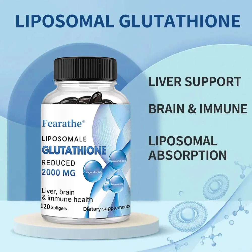 Cápsulas de glutationa lipossomal, suplemento antioxidante para a saúde da pele, cuidados com a pele saudável, unhas, suporte imunológico