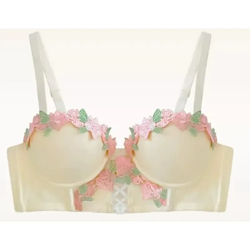 Sweet Japanese Style Lingerie Set For Women Cute Pure Desire Sexy Bra Panties Push Up Wireless Thin Cup Brassiere Summer 32‑38AB
