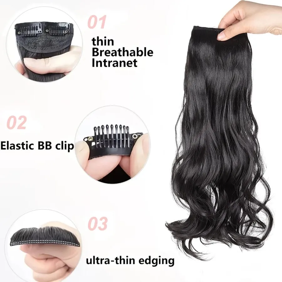3Pcs Synthetic Wavy Hair Clip Pieces Fluffy Lazy Style Hair Extensions Fashion Hair Accessories For Women