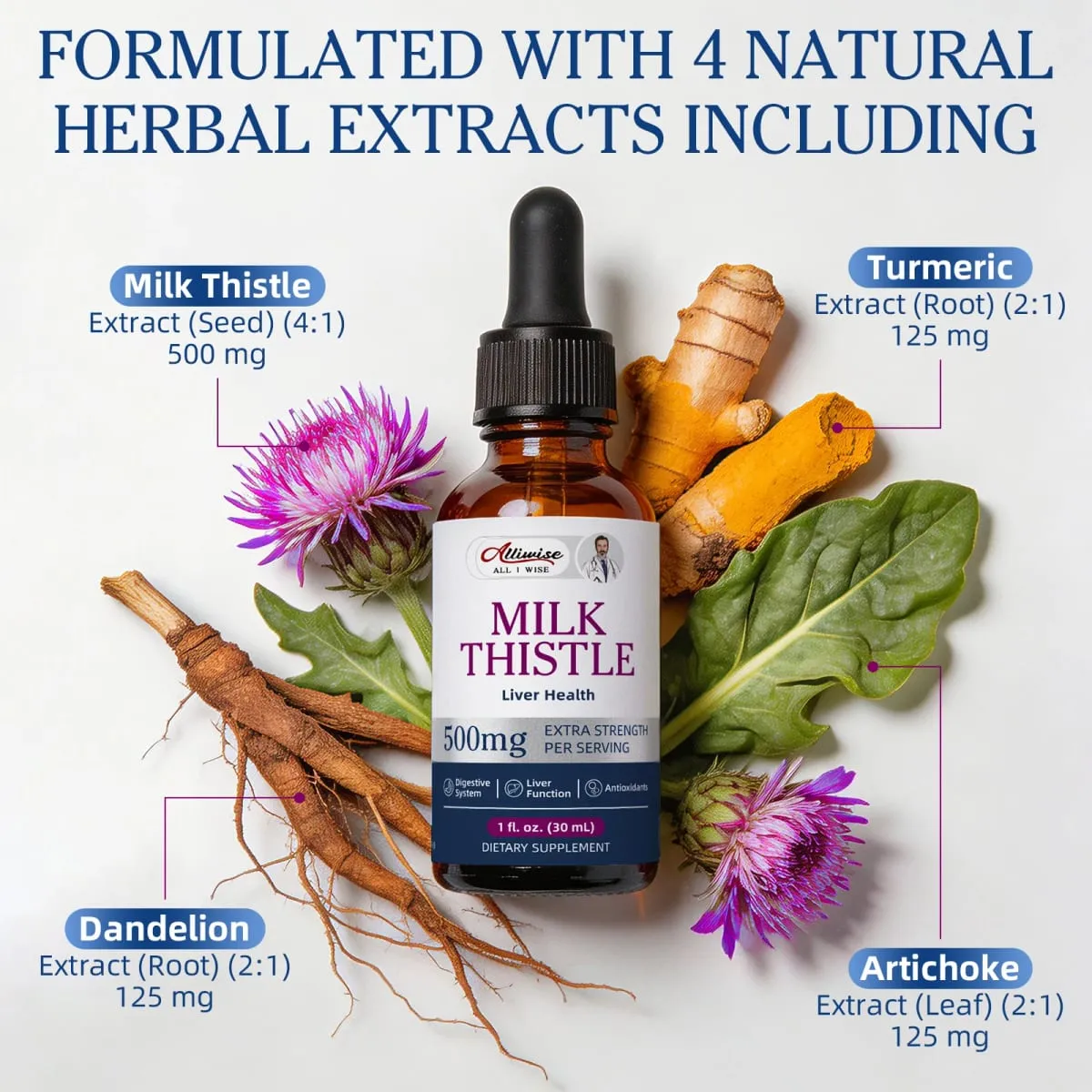 Alliwise Milk Thistle Drops The Wide-Reaching Benefits of Liver Detox & Cleanse Gut-Friendly Ingredients Gentle & Dependable