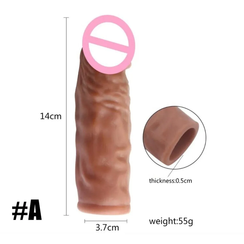 Extensión de pene realista, manga para pene, silicona reutilizable, alargador de pene, condones retardantes para hombres, consolador potenciador, Juguetes sexuales, tienda erótica