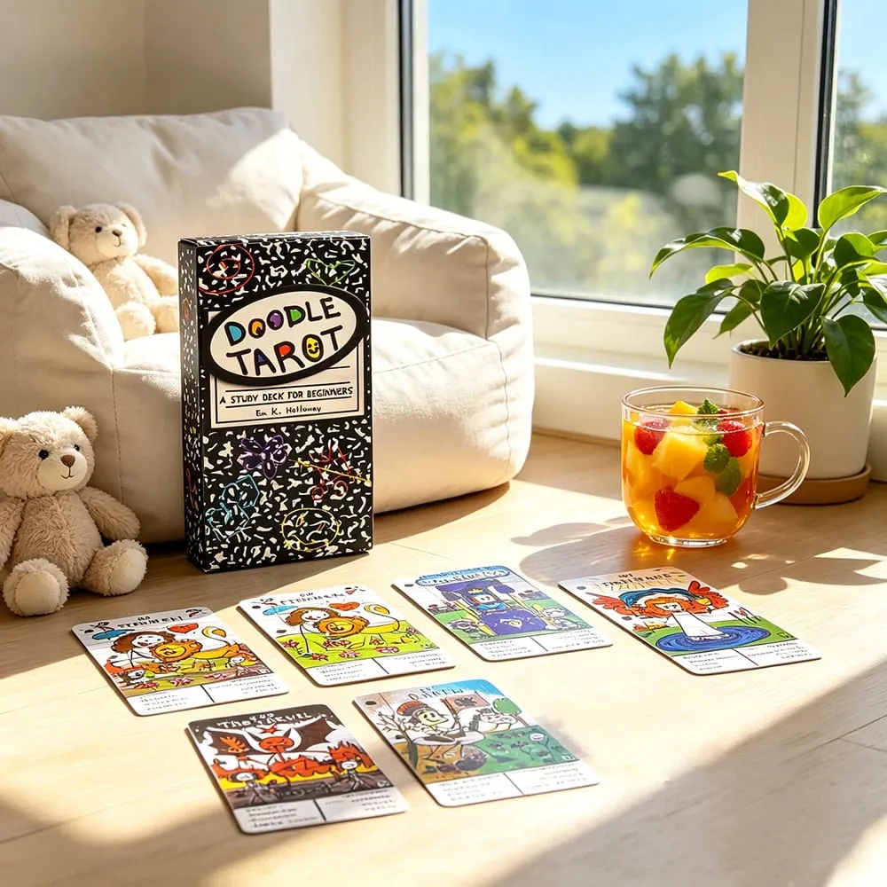 Doodle Tarot Cards 78 English Version Divination Borad Games Cards Game Cute Hand-Drawn for Beginners & Spiritual Reading — image 2