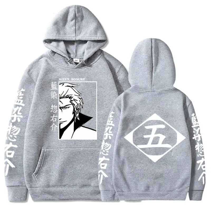 Japan Anime Bleach Aizen Sosuke Manga Cosplay Hoodies Pullovers Tops Man Woman Long Sleeve Clothes Cartoon Hoodies Sweatshirt