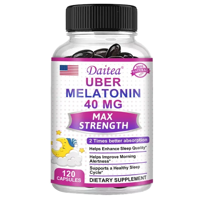 Daitea Super Melatonin Capsules-40mg Contain Vitamin C Help You Fall Asleep Faster Relieve Insomnia and Improve Sleep Quality