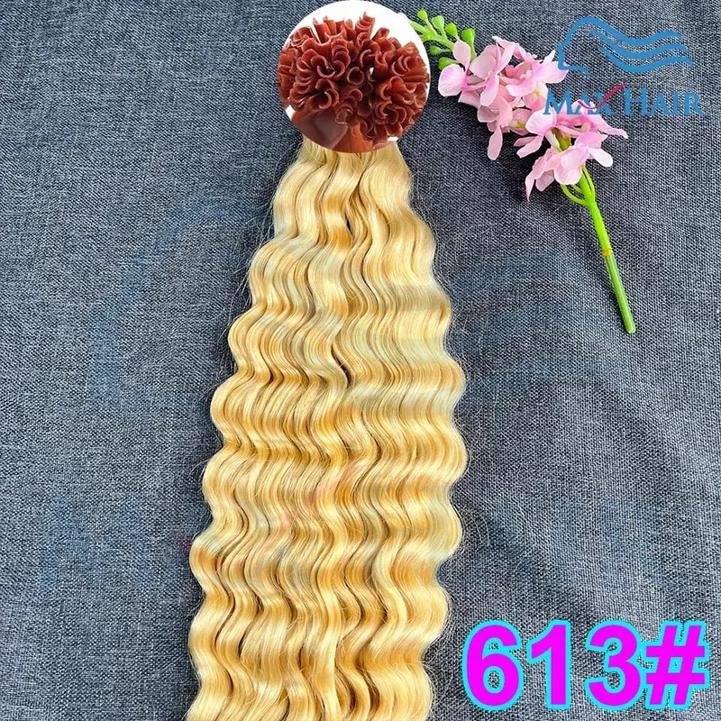 Keratin U Tip deep wave Human Hair Extensions 18-30 Inch Remy Hair Extensions High Quality Remy Human Hair salon Extensions
