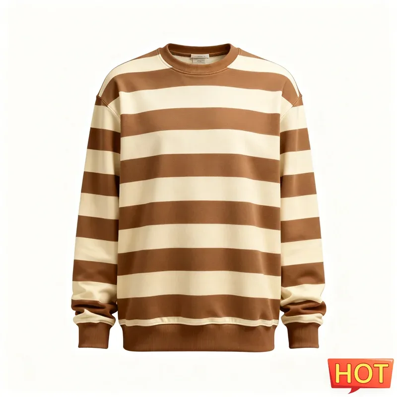Fashion Striped Graphic Sweatshirts For Men Simple Trendy Long Sleeve 3D Printed Ugly Sweatshirt Casual Oversized Pullovers Tops