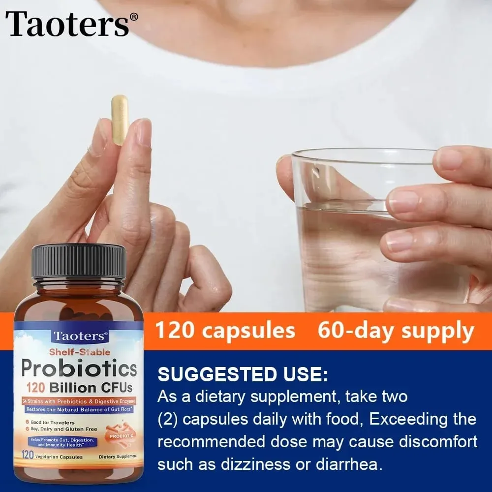 Probiotics 120 Billion CFUs 34 Strains with Organic Prebiotics & Digestive Enzymes Digestion & Immunity Health for Women & Men