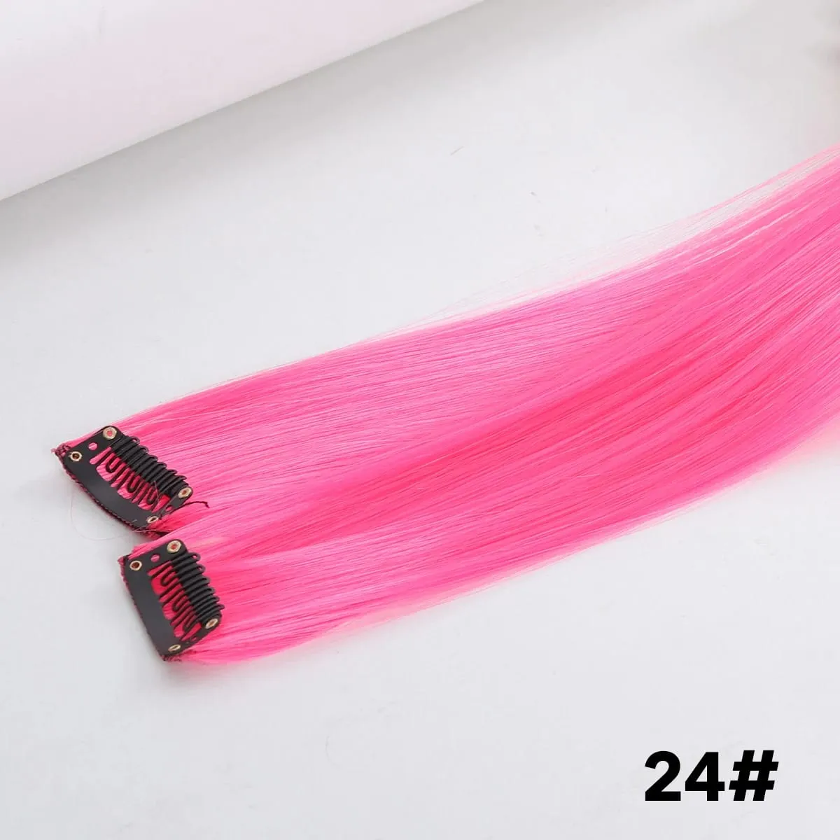 2PCS synthetic color hair extension piece wig women's highlighting clip hair heat-resistant wig piece long straight hair