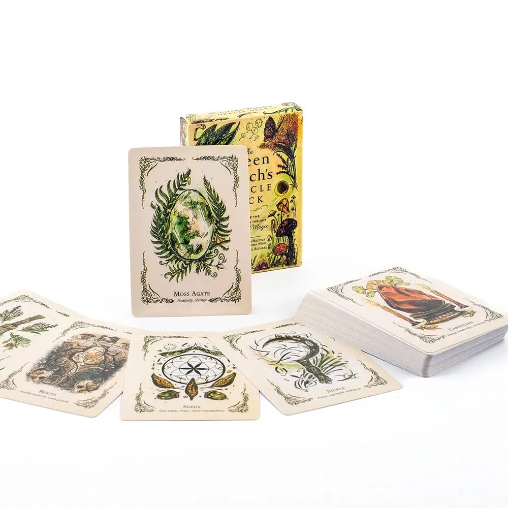 50Pcs Oracle Deck Set ng Green Witch - Mga Tabletop na Card para sa Mga Panggrupong Party Games Precognition at Divination 10.3x7.3cm