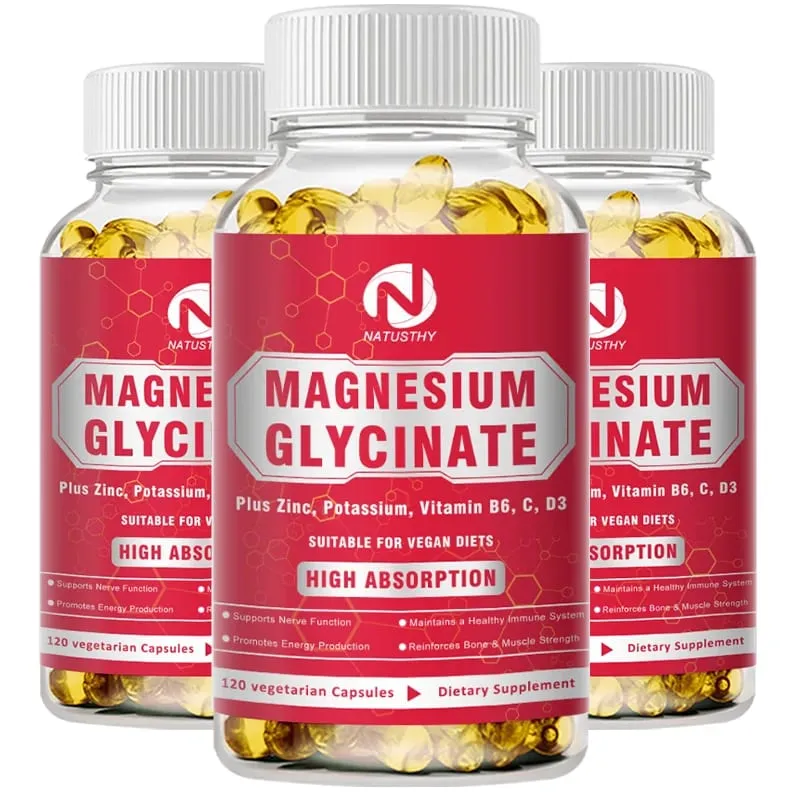 Magnesium Glycinate 500mg Potassium with Zinc For muscles - Nerves - Bones - Heart Health - Leg Cramps - Immune System