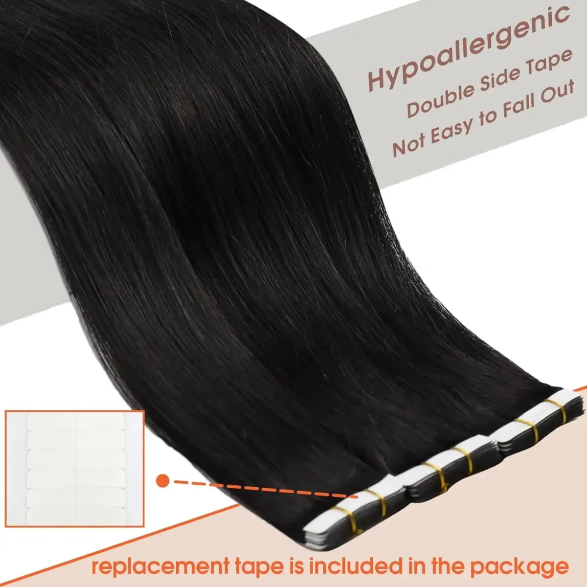 Tape in Hair Extensions Human Hair Seamless Tape in Hair Extensions Invisible Tape ins Virgin Remy Human Hair 50g/pack