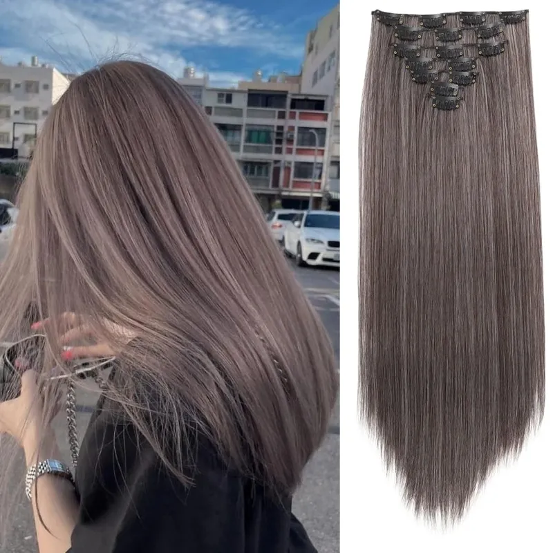 Synthetic 7 Pieces/Set 22 Inch Straight Hair Extensions Clip-In Extensions Christmas Halloween Hair Extensions