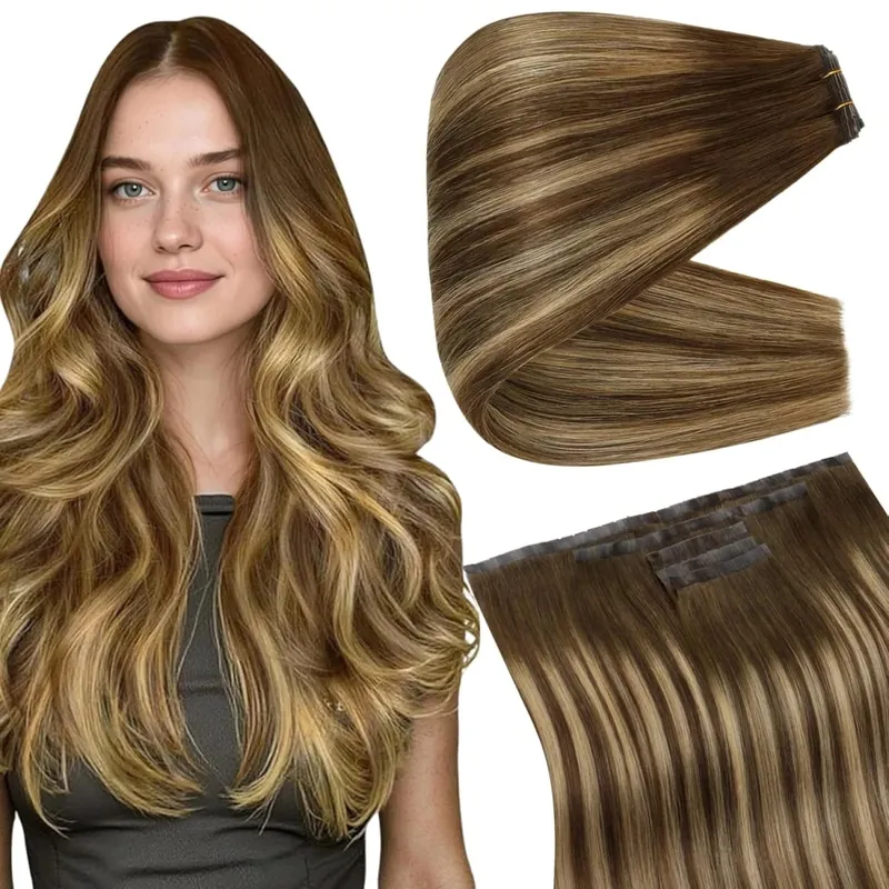 Full Shine Butterfly Weft Hair Extensions Pu Holes Weft Hair Extensions 100G 5Pcs Seamless Fit Full Head Add Length