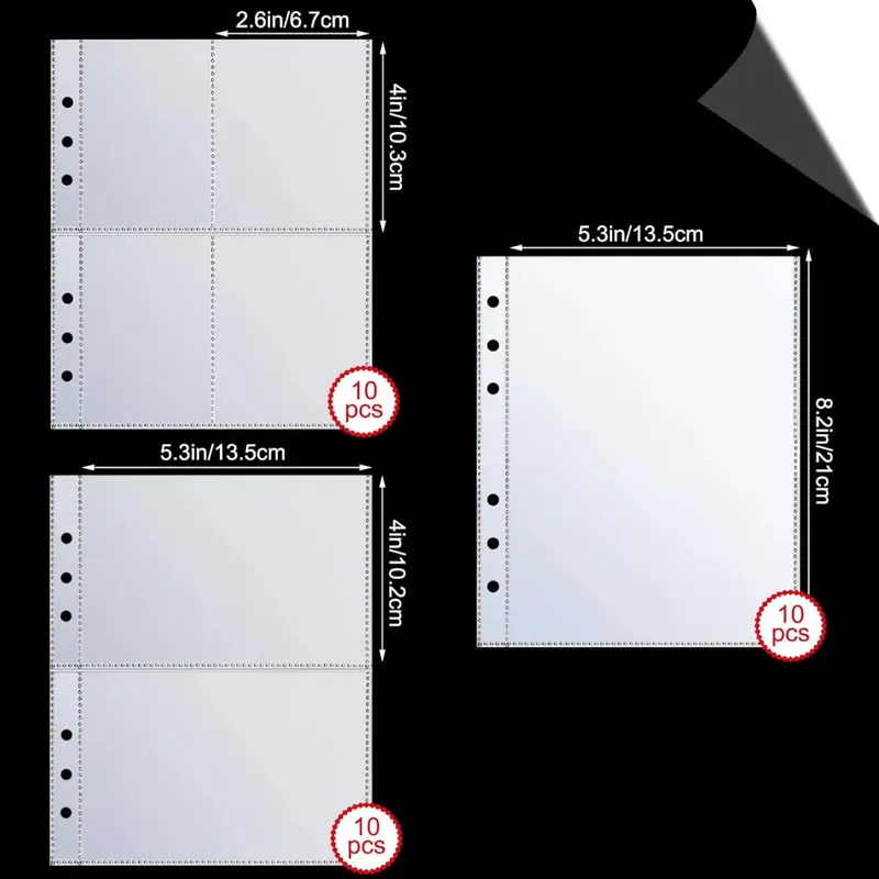 A5 Clear Binder Sheet Protectors 30 Pack PVC Refill Inserts 1 2 4 Pocket Pages for 6 Ring Binder Sticker Photo Ticket Card Cash