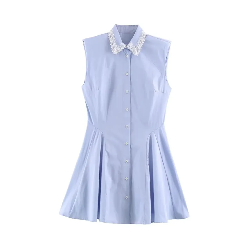 2026 Trendy Sleeveless Collar Shirt Dress Women Padded Shoulder Slim Fit Casual City Commute Office Summer Dresses