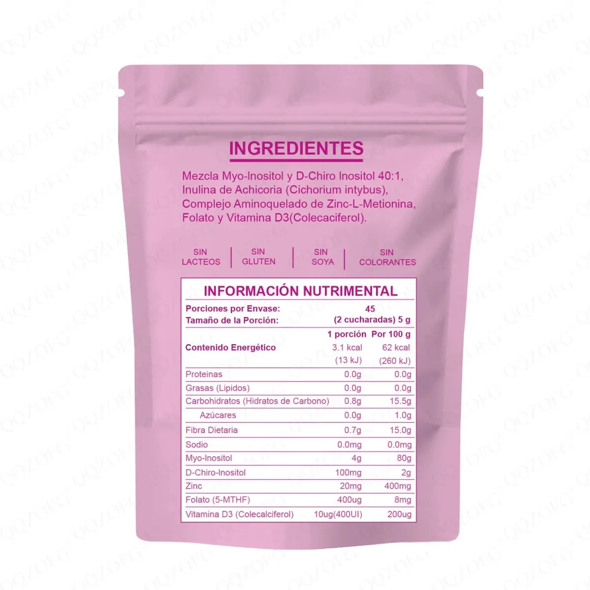 40:1 Mix Myo & D-Chiro Inositol Powder Naglalaman ng Folate Vitamin D3 at Zinc Supporting Women's Daily Health Dietary Supplement