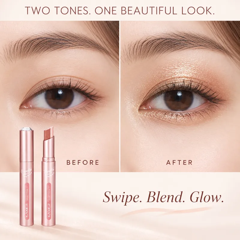 Two Tone Eyeshadow Stick Creamy Shimmer Eye Shadow Blendable Gradient Eye Makeup 6 Shades for Everyday and Party Looks — image 4